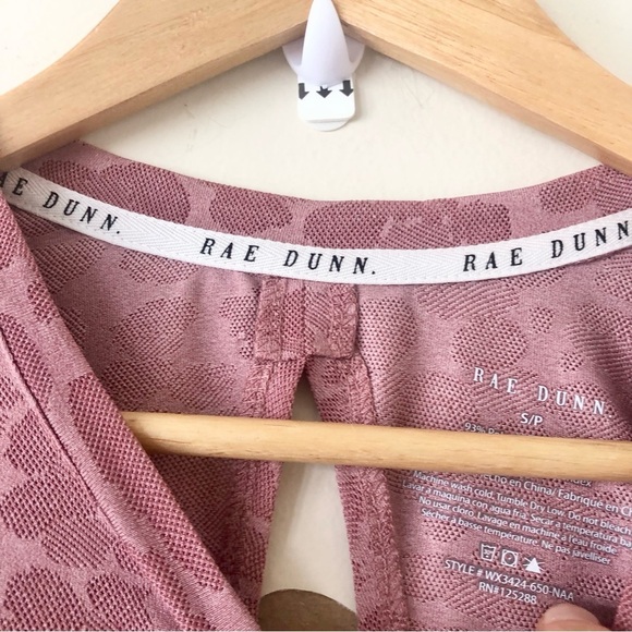 NWT Rae Dunn Pink Leopard Cropped Athletic Long Sleeved Top Size S - Picture 9 of 10